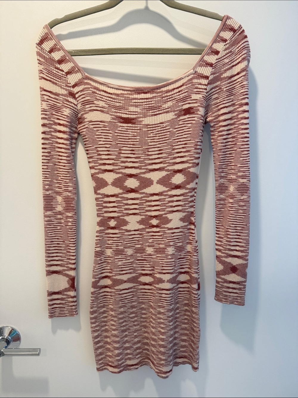 Storia Patterned Long Sleeve Knit Dress